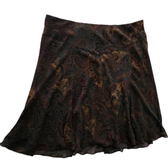 Vintage Chaps Pull On Skirt XL Paisley Dark Academia Fall Autumnal Librarian - Picture 12 of 14